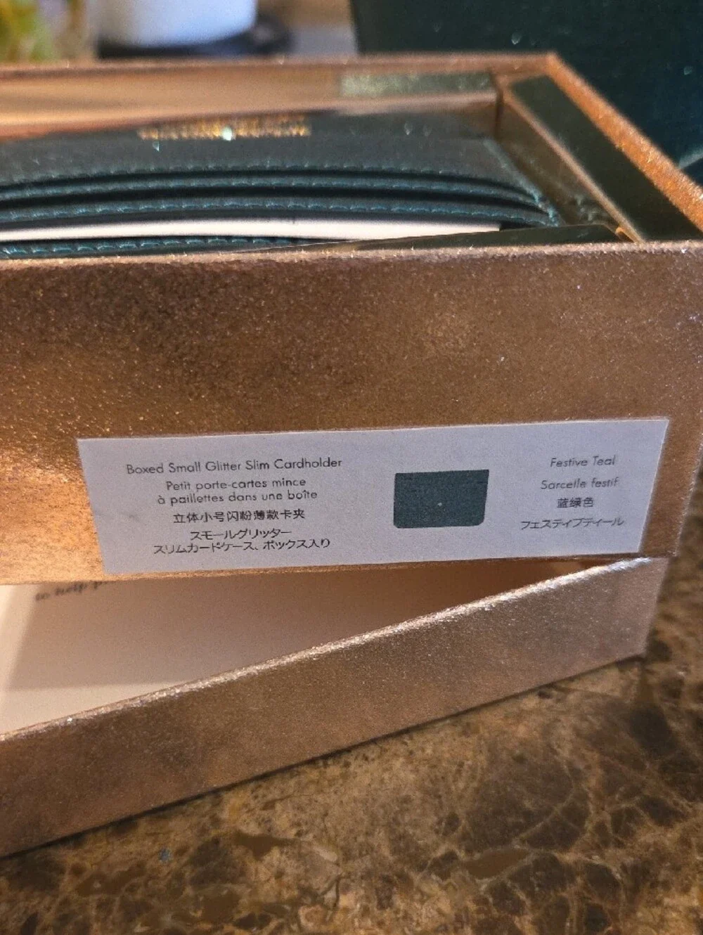 Kate Spade Teal Glitter Satchel with Matching Cardholder Set